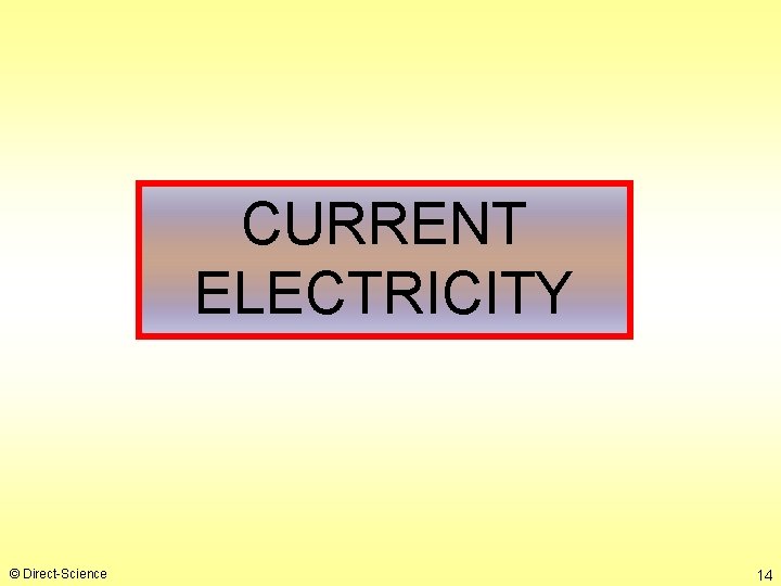 CURRENT ELECTRICITY © Direct-Science 14 