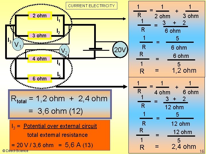 CURRENT ELECTRICITY 2 ohm I 3 3 ohm I 1 I 2 V 1
