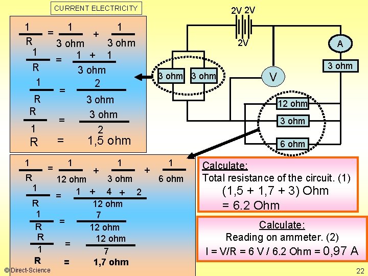 CURRENT ELECTRICITY 2 V 2 V 1 1 1 = + R 3 ohm