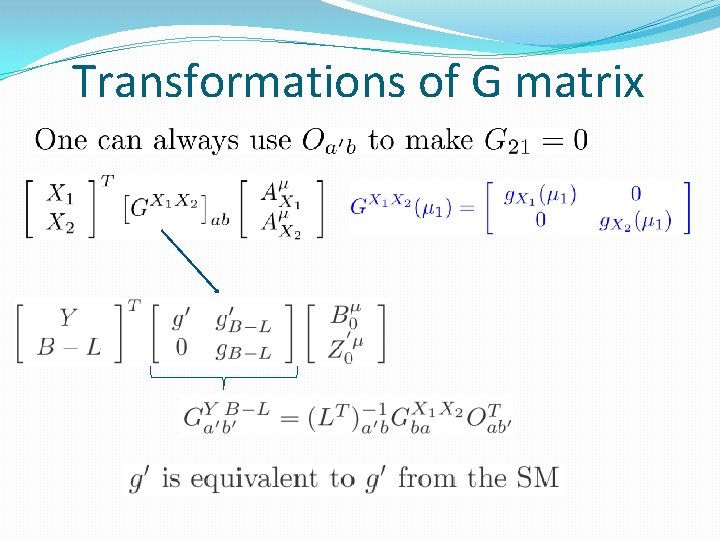 Transformations of G matrix 