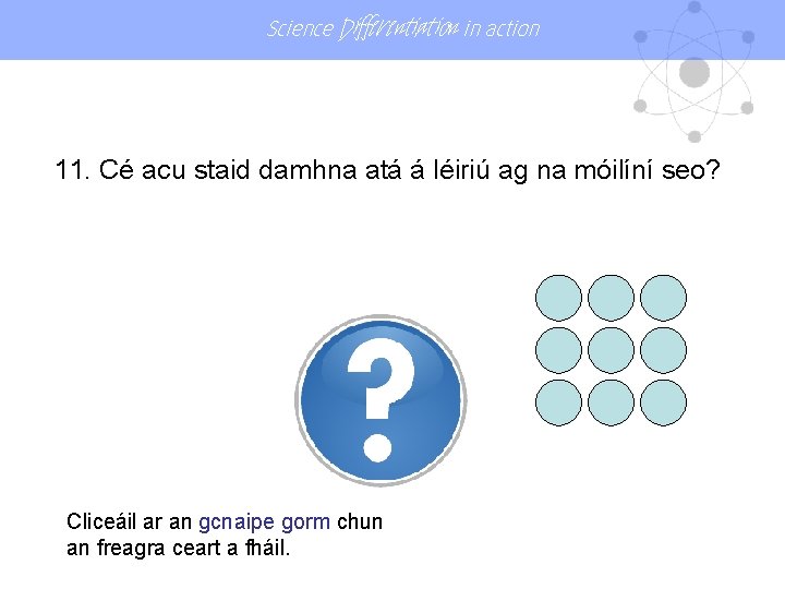 Science Differentiation in action 11. Cé acu staid damhna atá á léiriú ag na