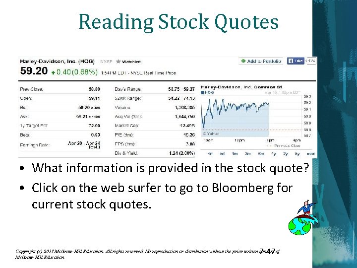 Reading Stock Quotes • What information is provided in the stock quote? • Click