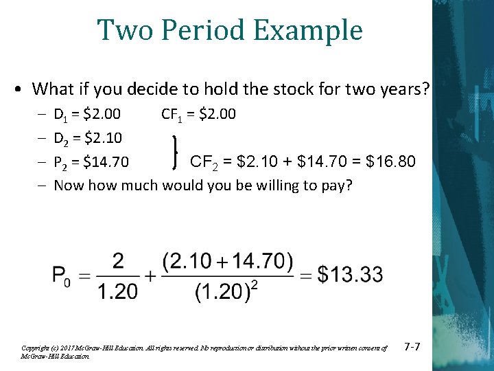 Two Period Example • What if you decide to hold the stock for two