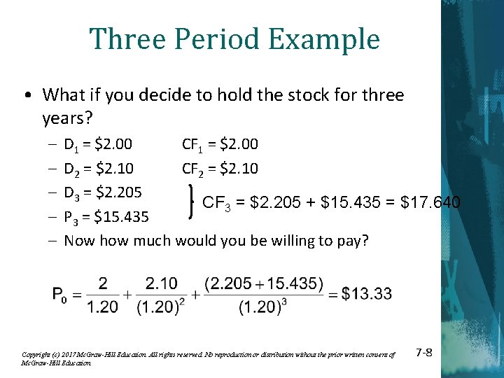 Three Period Example • What if you decide to hold the stock for three