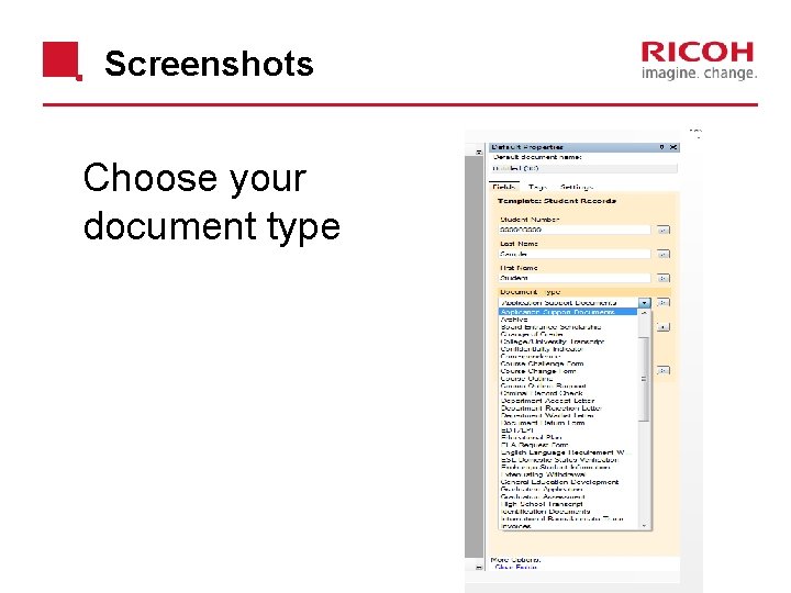 Screenshots Choose your document type 