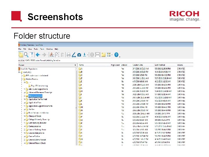 Screenshots Folder structure 