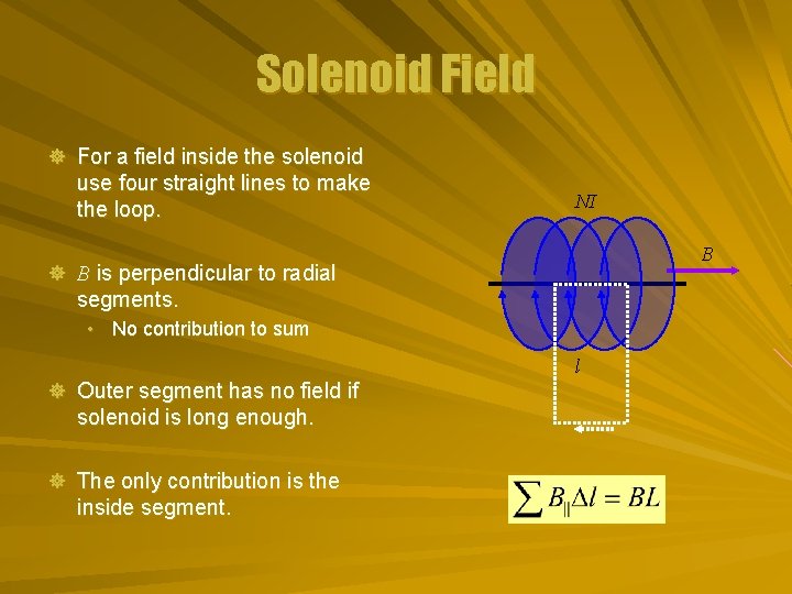 Solenoid Field ] For a field inside the solenoid use four straight lines to