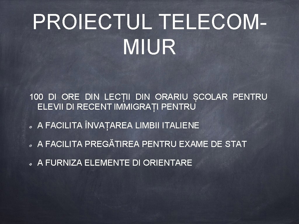 PROIECTUL TELECOMMIUR 100 DI ORE DIN LECȚII DIN ORARIU ȘCOLAR PENTRU ELEVII DI RECENT