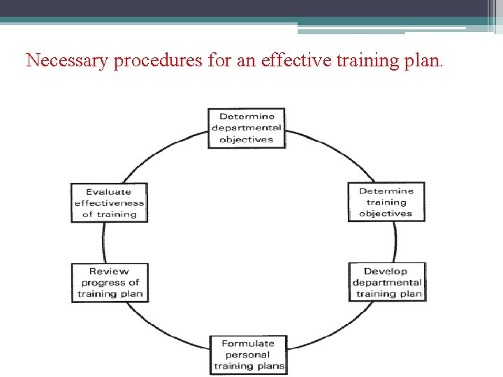 Necessary procedures for an effective training plan. 