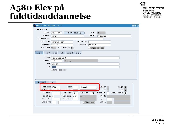 A 580 Elev på fuldtidsuddannelse 16 -09 -2021 Side 23 