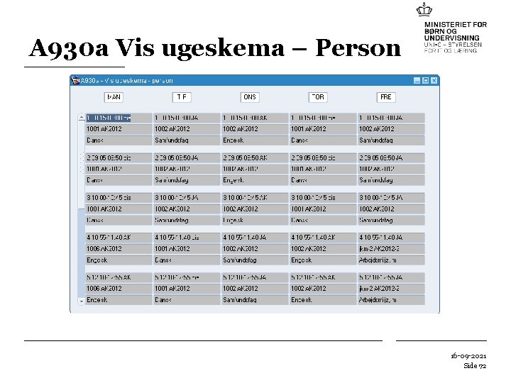 A 930 a Vis ugeskema – Person 16 -09 -2021 Side 72 