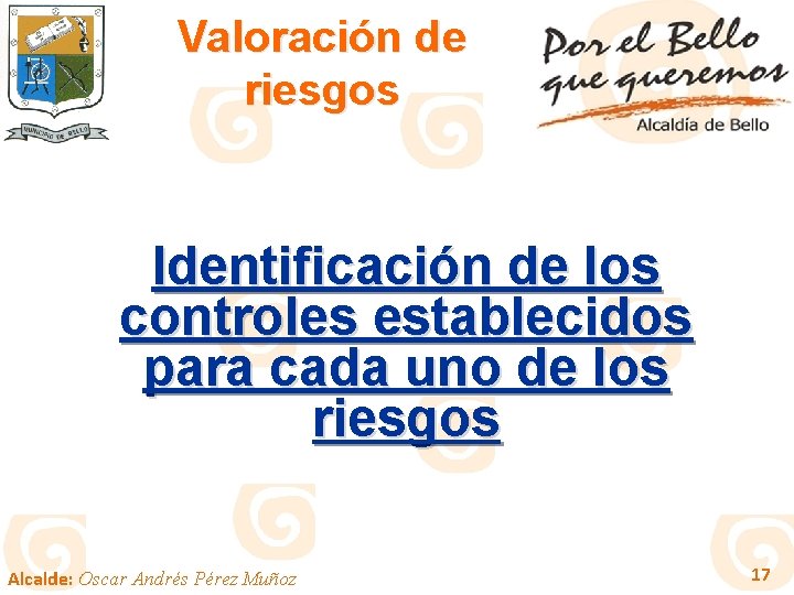 Valoración de riesgos Identificación de los controles establecidos para cada uno de los riesgos