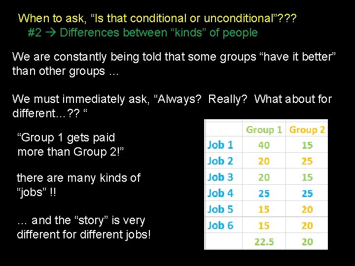 When to ask, “Is that conditional or unconditional”? ? ? #2 Differences between “kinds”