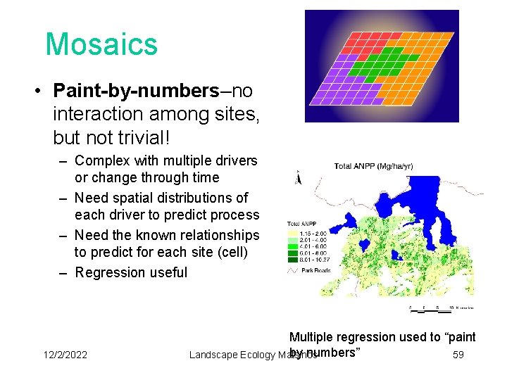 Mosaics • Paint-by-numbers–no interaction among sites, but not trivial! – Complex with multiple drivers