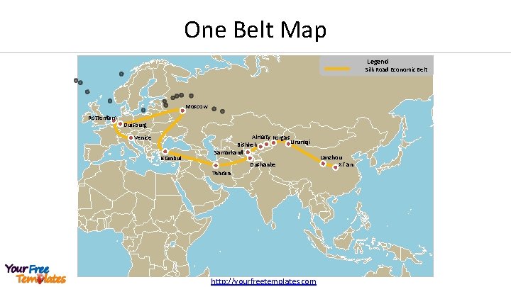 One Belt Map Legend Silk Road Economic Belt Moscow Rotterdam Duisburg Venice Istanbul Almaty