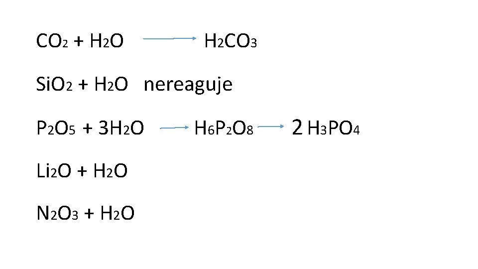 CO 2 + H 2 O H 2 CO 3 Si. O 2 +