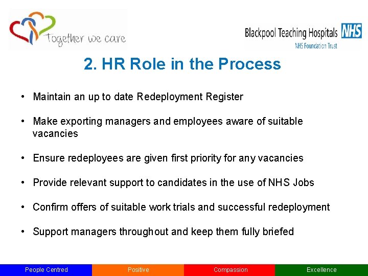 2. HR Role in the Process • Maintain an up to date Redeployment Register