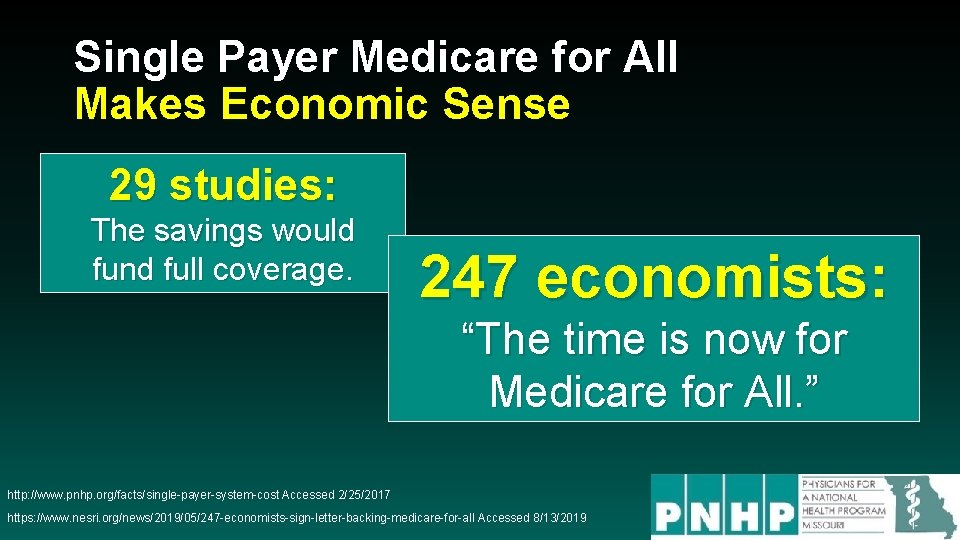Single Payer Medicare for All Makes Economic Sense 29 studies: The savings would fund