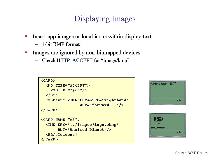 Displaying Images § Insert app images or local icons within display text – 1