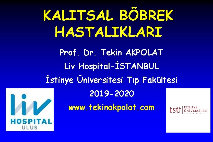 KALITSAL BÖBREK HASTALIKLARI Prof. Dr. Tekin AKPOLAT Liv Hospital-İSTANBUL İstinye Üniversitesi Tıp Fakültesi 2019