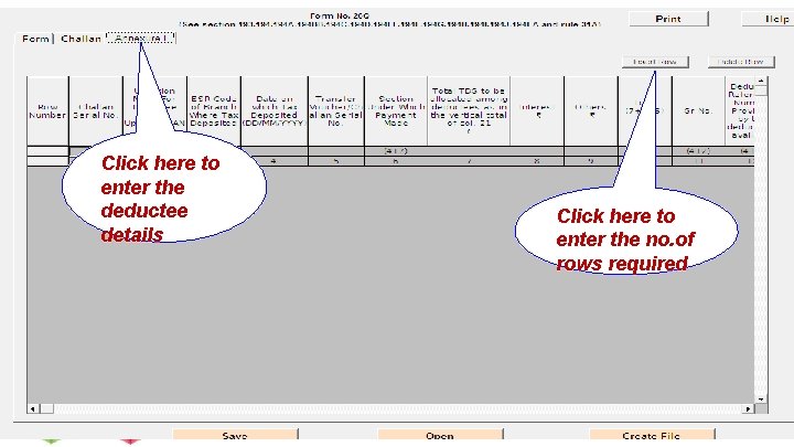 Click here to enter the deductee details Click here to enter the no. of