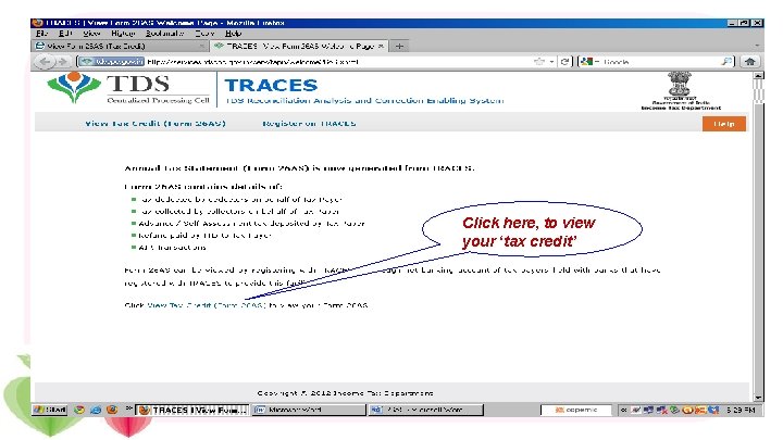 Click here, to view your ‘tax credit’ Click here, to view your ‘tax credit’
