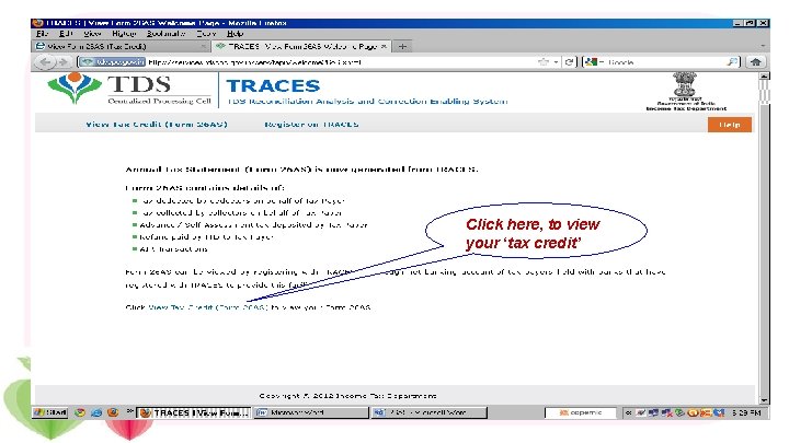 Click here, to view your ‘tax credit’ 