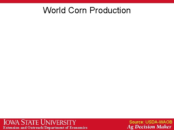 World Corn Production Source: USDA-WAOB Extension and Outreach/Department of Economics 