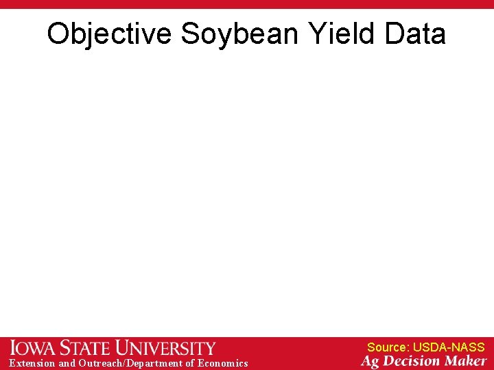 Objective Soybean Yield Data Source: USDA-NASS Extension and Outreach/Department of Economics 