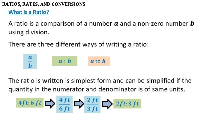 RATIOS, RATES, AND CONVERSIONS 