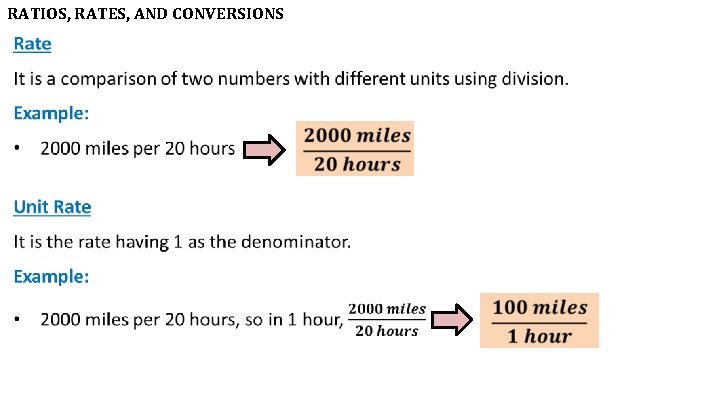 RATIOS, RATES, AND CONVERSIONS • 