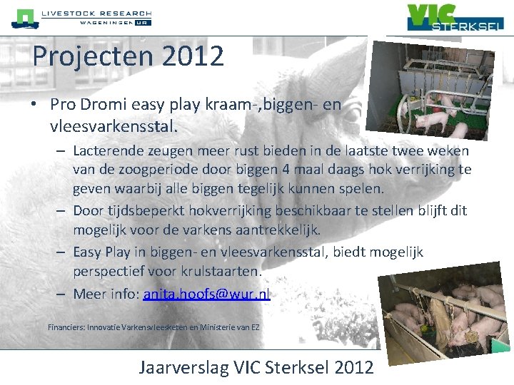 Projecten 2012 • Pro Dromi easy play kraam-, biggen- en vleesvarkensstal. – Lacterende zeugen