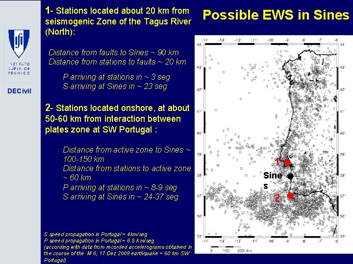 1 - Stations located about 20 km from seismogenic Zone of the Tagus River