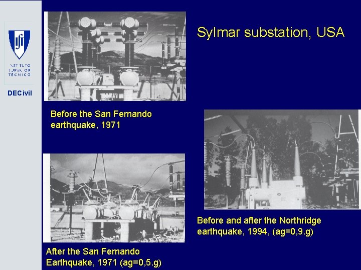 Sylmar substation, USA DECivil Before the San Fernando earthquake, 1971 Before and after the