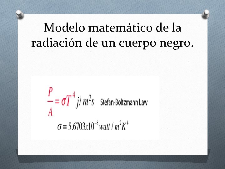 Modelo matemático de la radiación de un cuerpo negro. 