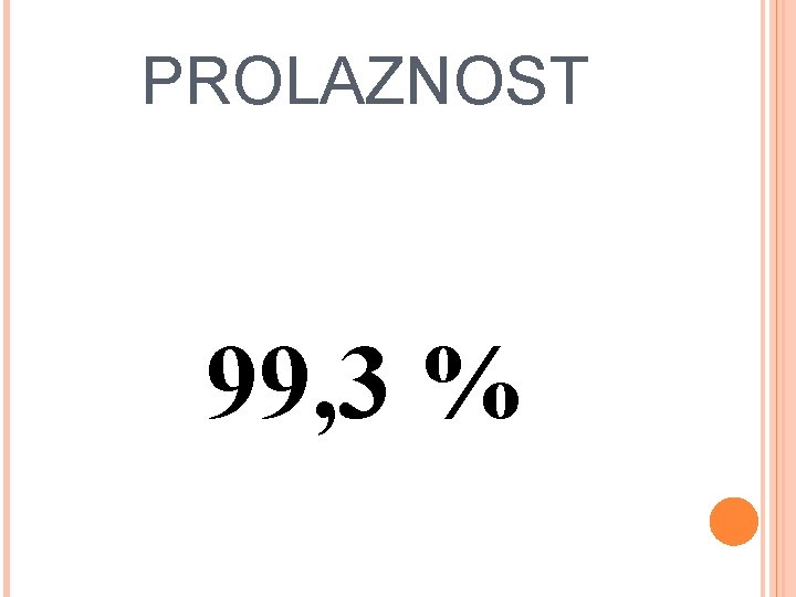 PROLAZNOST 99, 3 % 