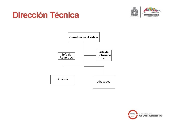 Dirección Técnica Coordinador Jurídico Jefe de Acuerdos Analista Jefe de Dictámene s Abogados 