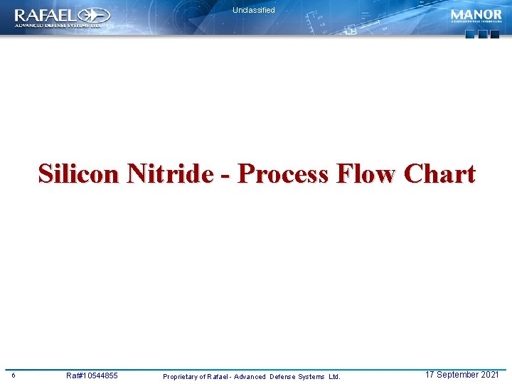 Unclassified Silicon Nitride - Process Flow Chart 6 Raf#10544855 Proprietary of Rafael - Advanced