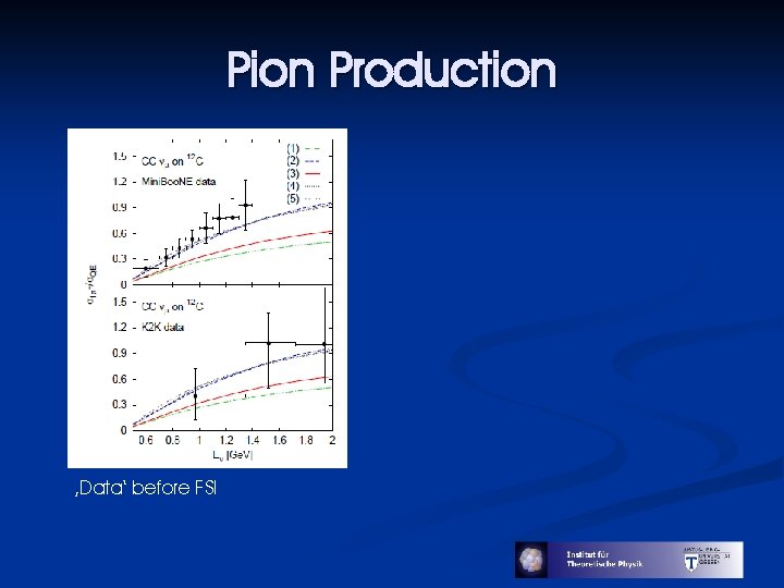 Pion Production ‚Data‘ before FSI 