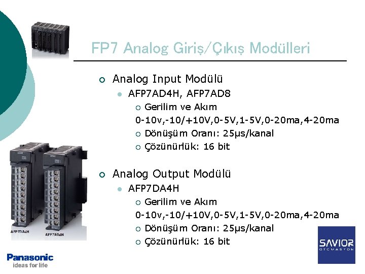 FP 7 Analog Giriş/Çıkış Modülleri ¡ Analog Input Modülü l AFP 7 AD 4