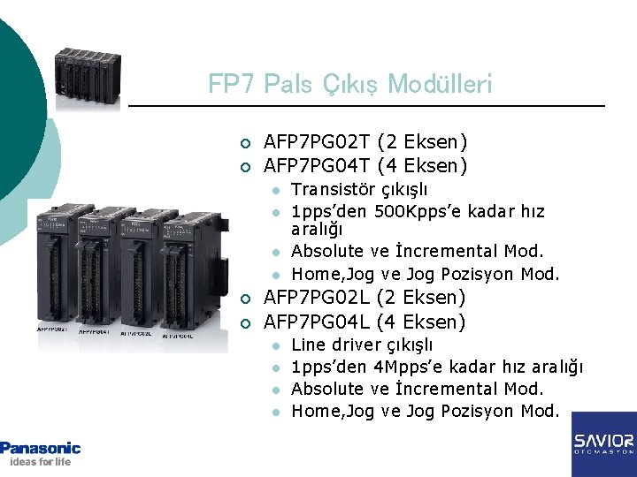 FP 7 Pals Çıkış Modülleri ¡ ¡ AFP 7 PG 02 T (2 Eksen)