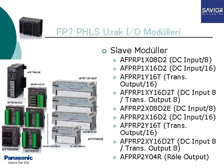 FP 7 PHLS Uzak I/O Modülleri ¡ Slave Modüller l l l l l