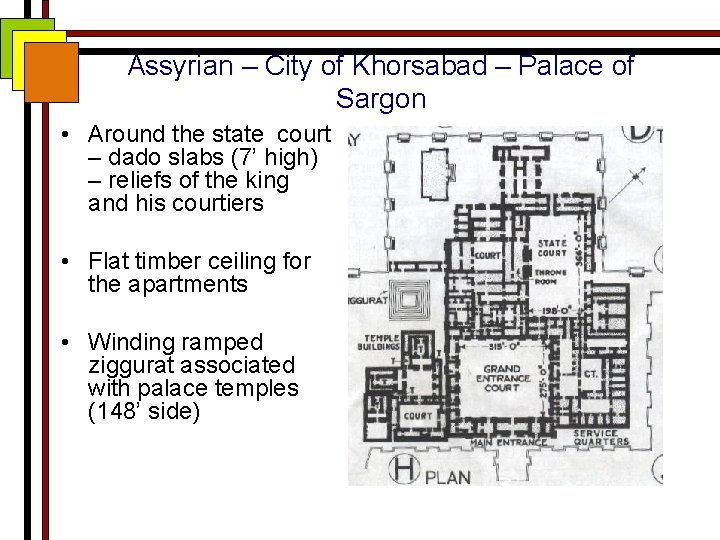 Assyrian – City of Khorsabad – Palace of Sargon • Around the state court