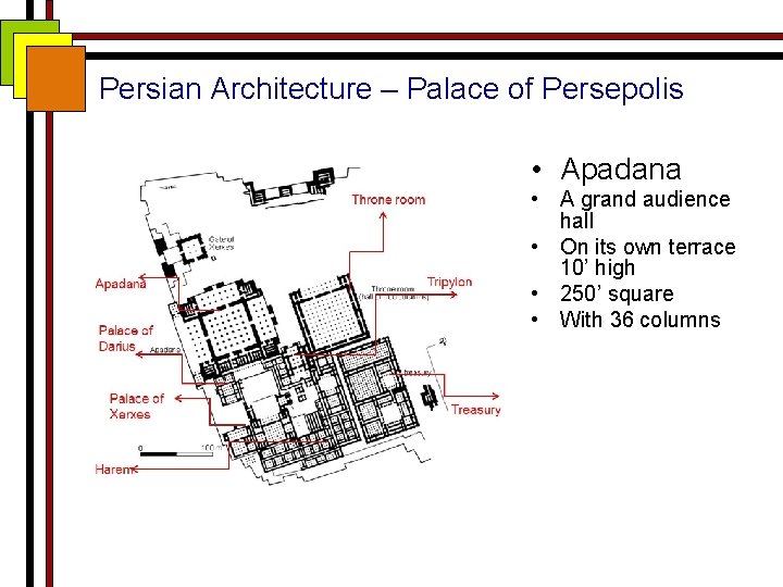 Persian Architecture – Palace of Persepolis • Apadana • A grand audience hall •