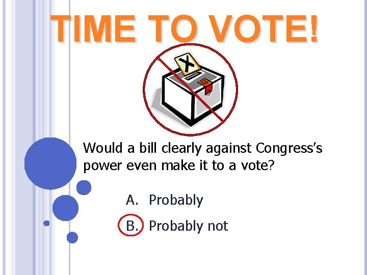 TIME TO VOTE! Would a bill clearly against Congress’s power even make it to