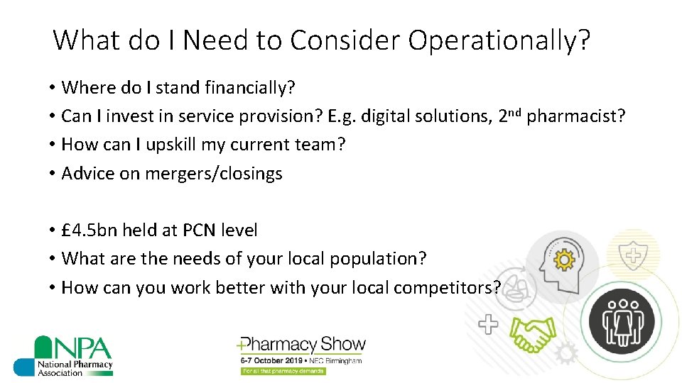 What do I Need to Consider Operationally? • Where do I stand financially? •