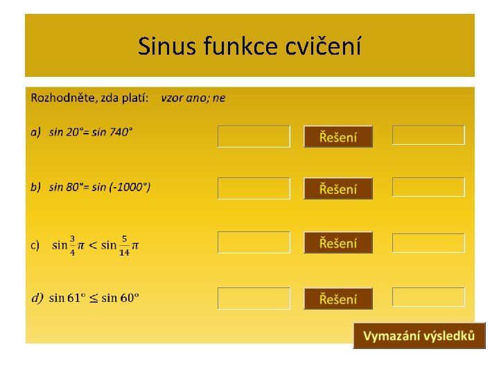 Sinus funkce cvičení • 