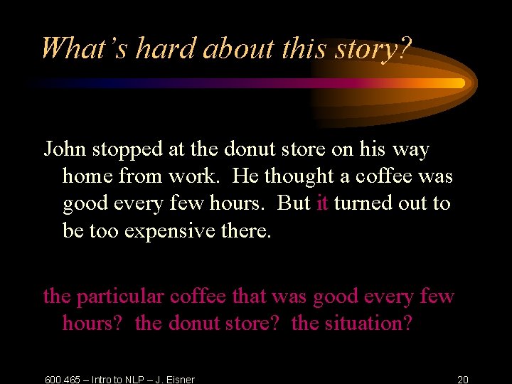 What’s hard about this story? John stopped at the donut store on his way