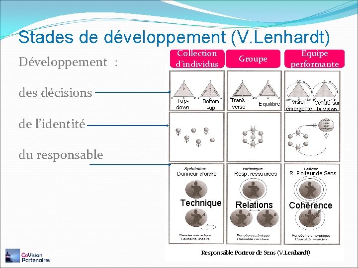 Stades de développement (V. Lenhardt) Développement : des décisions Collection d’individus Topdown Bottom -up