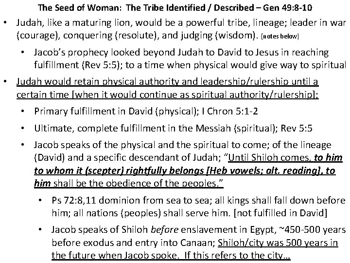 The Seed of Woman: The Tribe Identified / Described – Gen 49: 8 -10